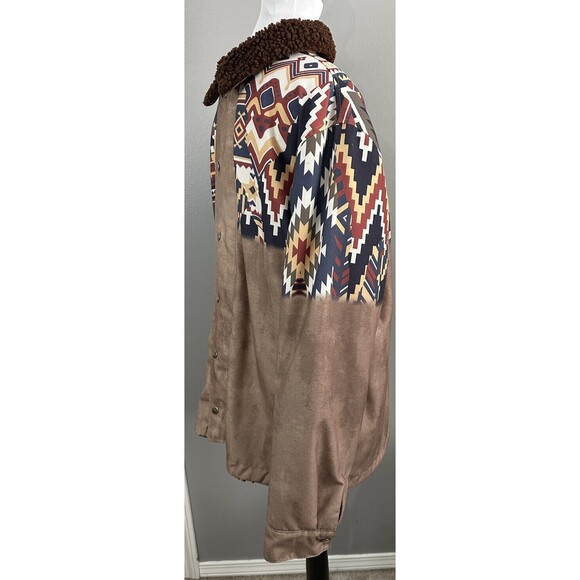 Unbranded Men's XL Aztec Southwestern Full Zip Snap Jacket Fleece Lined Coat - Picture 2 of 8